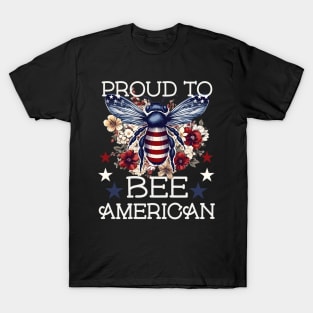 PROUD TO BEE AMERICAN FLORAL PATRIOTIC BEE VINTAGE STYLE T-Shirt